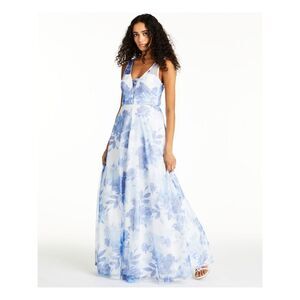 TRIXXI Womens White Sleeveless V Neck Full-Length Prom Fit + Flare Dress 0